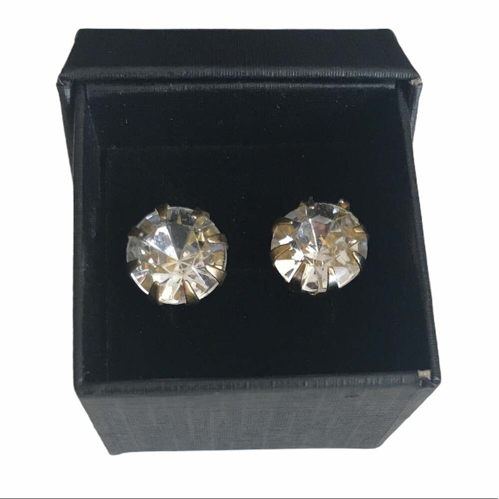 Vintage Costume Crystal Stud Earrings 1/2 inch